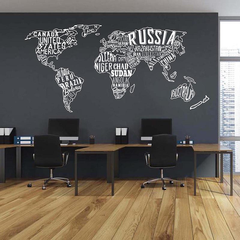 Office Furniture World - Große Weltkarte Collage Wandaufkleber Büro Klassenzimmer