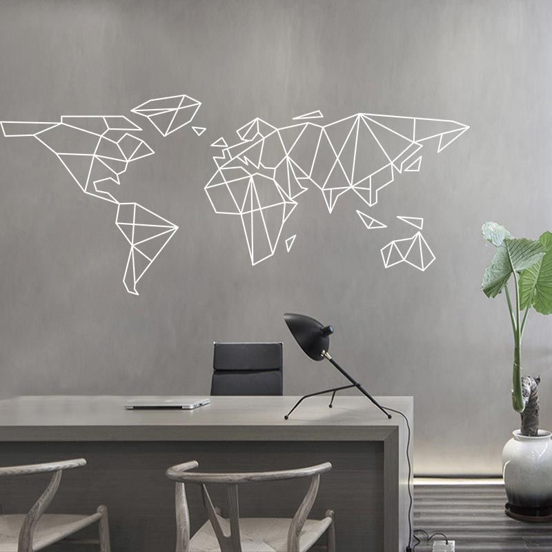 Office Furniture World - Geometrische Weltkarte Wandaufkleber Schlafzimmer Dekor Aufkleber