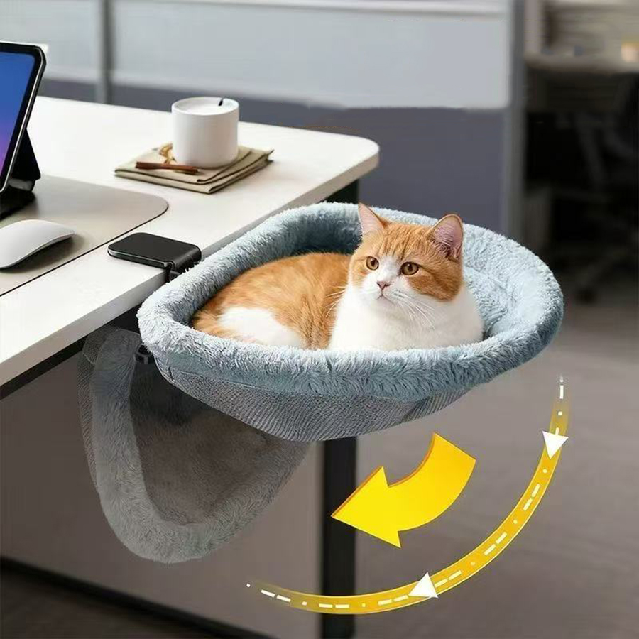 Under Desk Hammock - Katzen-Schreibtischbett mit Ein-Klick-Faltmechanismus, versenktem Design, platzsparend,