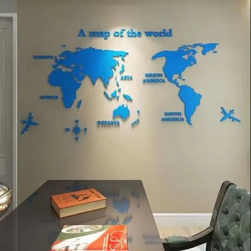 Office Furniture World - Moderne Weltkarte Acryl 3D Wandaufkleber Wohnzimmer