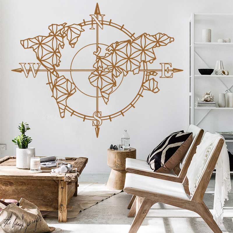 Office Furniture World - Blume des Lebens Weltkarte Kompass Vinyl
