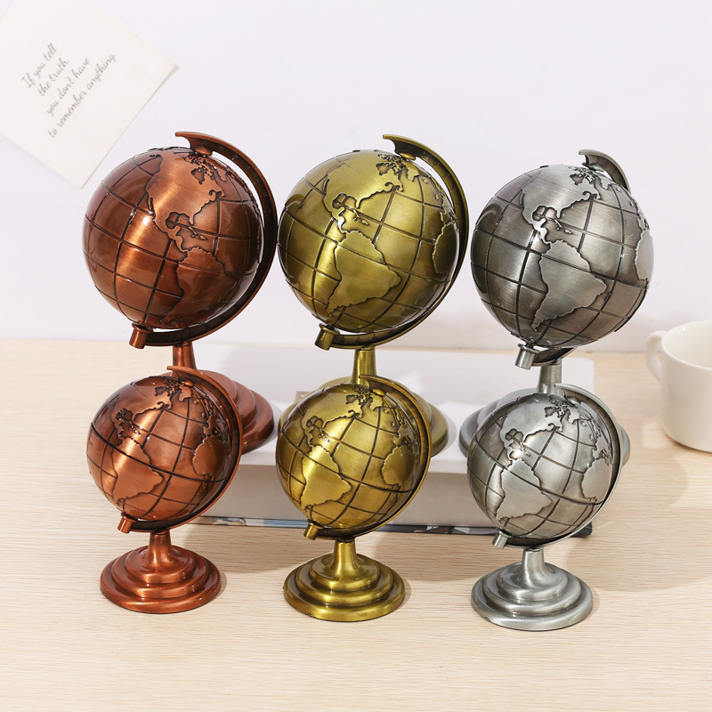 Office Furniture World - Vintage-Globus-Figur aus Legierung, Retro-Weltkugel-Tischdekoration für Heimdekoration,