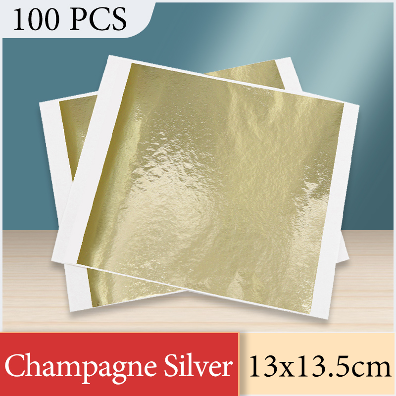Office Furniture Equipment - 13 x 13,5 cm Champagner-Silberfolienpapier, Blattgoldbögen