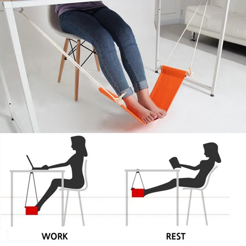 Under Desk Hammock - Verstellbare Fußhängematte aus Polyester – tragbare