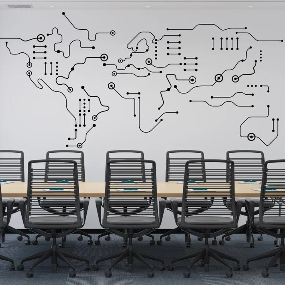 Office Furniture World - Platine Weltkarte Büro Wandaufkleber Technologie Computer