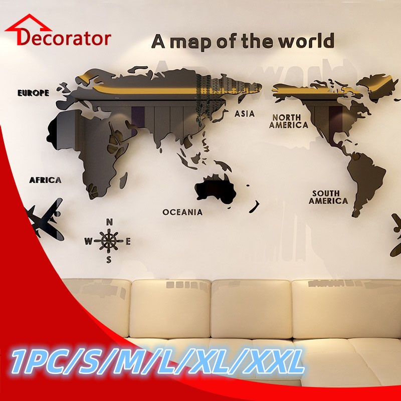 Office Furniture World - Nordische Weltkarte Acryl 3D Wandtattoo Büro