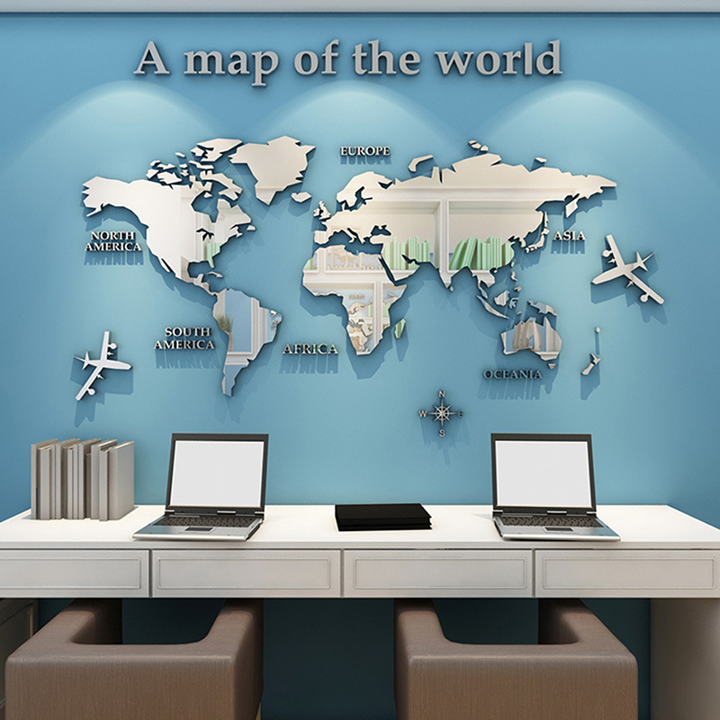 Weltkarte Wandaufkleber 3D Acr – Office Furniture World Bewertung und Preis