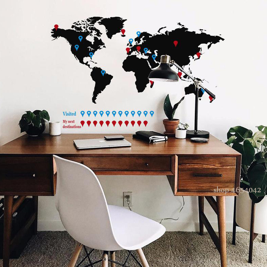 Große Weltkarte Wand Aufkleber – Office Furniture World Bewertung und Preis